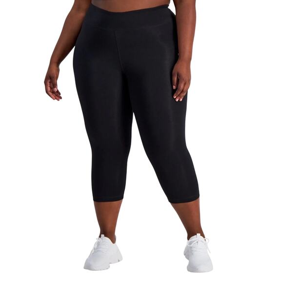 Reebok Women Plus Size Regular Fit Capri Tights Leggings Size 2X/18-20W Black - Picture 1 of 2